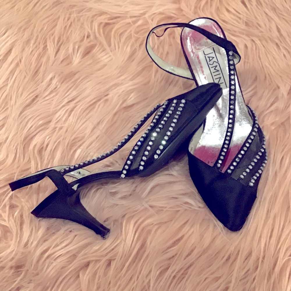 🖤Vintage Jasmin Black Slingback Heel Pumps - Size 7 - rare find